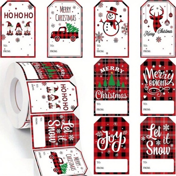 NEW! Christmas Gift Tag Stickers 500 Ct Roll - Picture 2 of 4